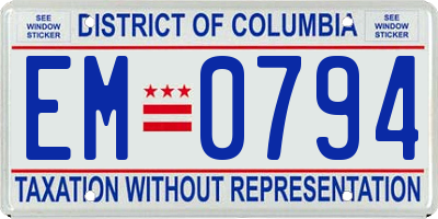 DC license plate EM0794