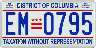 DC license plate EM0795