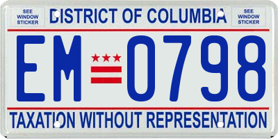 DC license plate EM0798