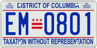 DC license plate EM0801