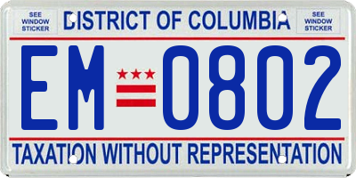 DC license plate EM0802