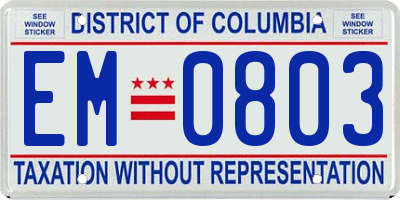 DC license plate EM0803