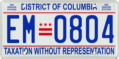 DC license plate EM0804