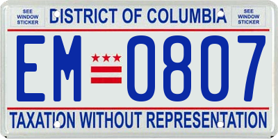 DC license plate EM0807