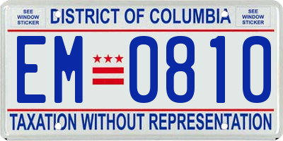 DC license plate EM0810