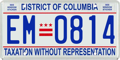 DC license plate EM0814