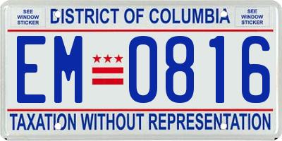 DC license plate EM0816