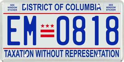 DC license plate EM0818