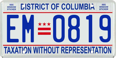 DC license plate EM0819