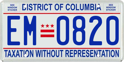 DC license plate EM0820