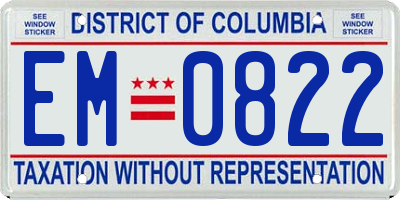 DC license plate EM0822