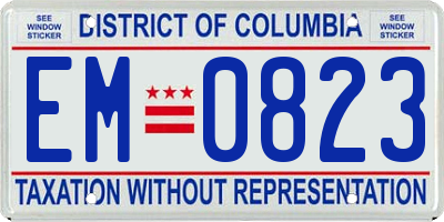 DC license plate EM0823