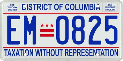 DC license plate EM0825