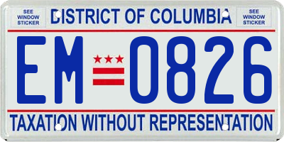 DC license plate EM0826