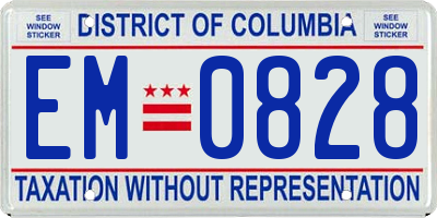 DC license plate EM0828
