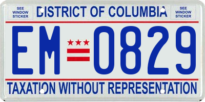 DC license plate EM0829