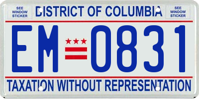 DC license plate EM0831