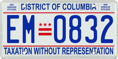 DC license plate EM0832