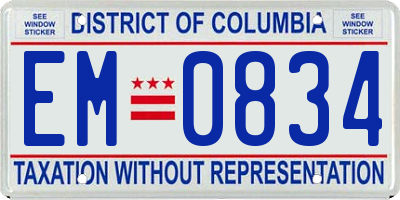 DC license plate EM0834