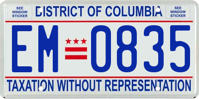 DC license plate EM0835