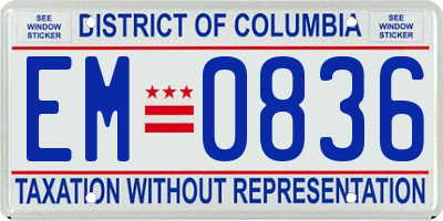 DC license plate EM0836