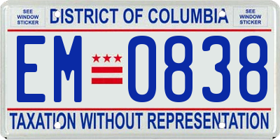 DC license plate EM0838