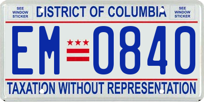 DC license plate EM0840