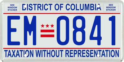 DC license plate EM0841