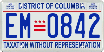 DC license plate EM0842