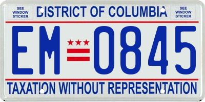 DC license plate EM0845