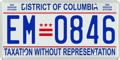 DC license plate EM0846