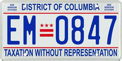 DC license plate EM0847