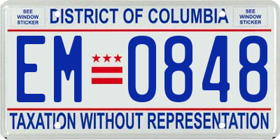 DC license plate EM0848