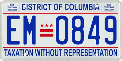 DC license plate EM0849