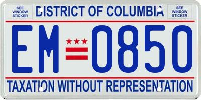 DC license plate EM0850