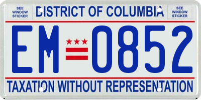 DC license plate EM0852