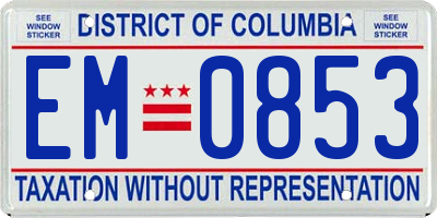 DC license plate EM0853