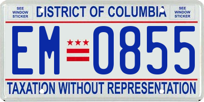 DC license plate EM0855