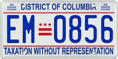 DC license plate EM0856