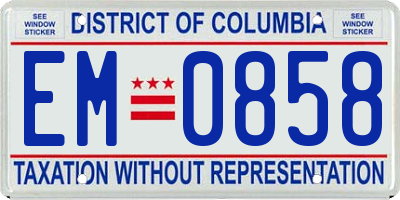 DC license plate EM0858