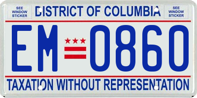 DC license plate EM0860