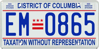 DC license plate EM0865