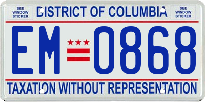 DC license plate EM0868
