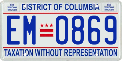 DC license plate EM0869