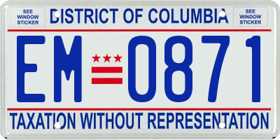 DC license plate EM0871