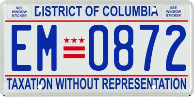 DC license plate EM0872