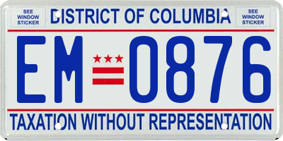 DC license plate EM0876