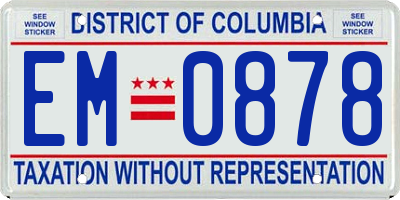 DC license plate EM0878