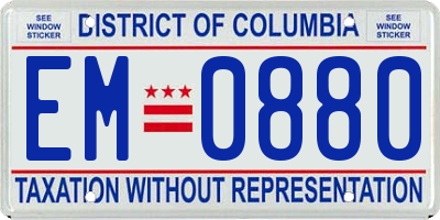 DC license plate EM0880