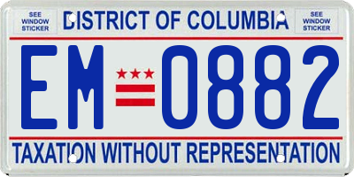 DC license plate EM0882